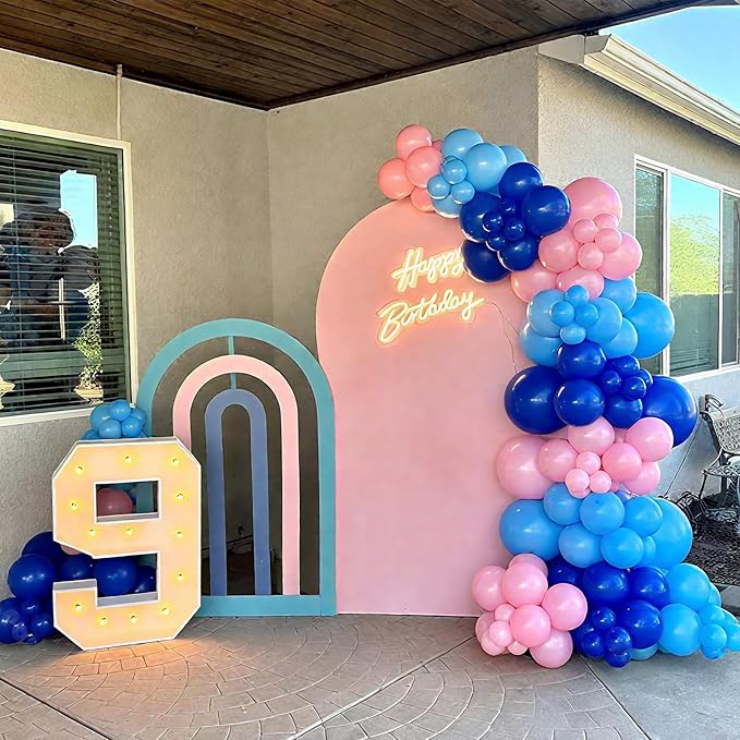 Pink and Blue Balloons 12 Inch Pastel Metallic Blue Baby Light Pink Chrome Latex Balloon Confetti Balloon for Kids Girls Hawaiian Summer Gender Reveal Wedding Birthday Baby Shower Party Decor-Ruum Studio Home