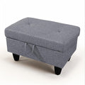 Ottoman Rectangular Storage Ottoman Bench, Flannel Footrest Stool Footstool with Lid for Living Room, Bedroom, Entryway, Gray, 28.5"x19"x17.5"-Ruum Studio Home