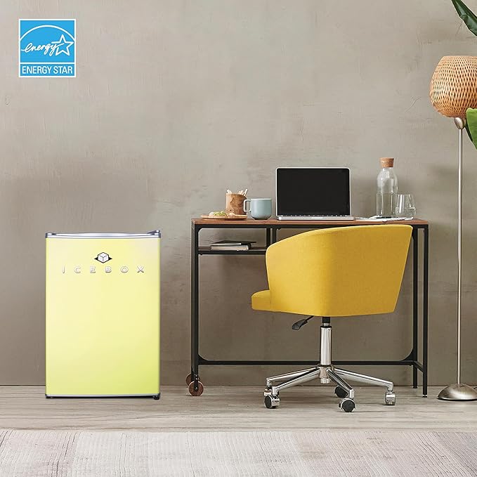 2.5 Cu. Ft. Compact Refrigerator, ENERGY STAR Certified Small Refrigerator, Single Door Mini Fridge with Freezer, R600a Refrigerant, IBCR25SUN , Sun Yellow-Ruum Studio Home