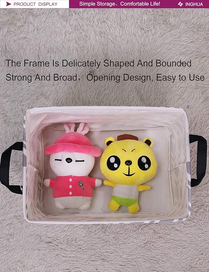 Rectangular Storage Basket Fabric Organizer Bin for Toys,Books,Clothes,Gifts,Pets-Perfect for Home,Office,Nursery,Dorm,Shelf(Rec Grey Arrow)-Ruum Studio Home