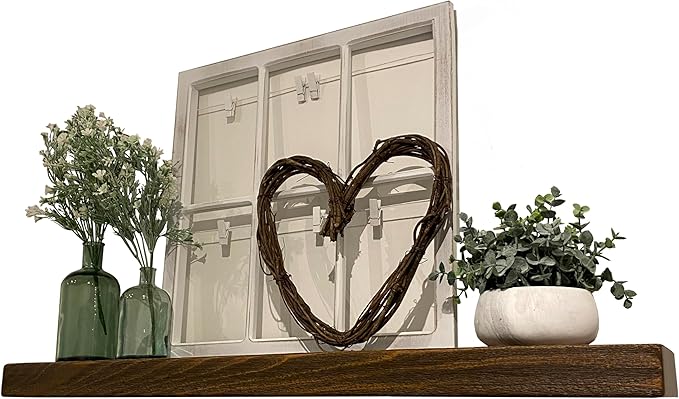 joelsantiques 42 Inch Wooden Floating Shelves for Wall - 42x8x2 in - Made of Natural Wood - Heavy Duty Rustic Wall Shelves Made in USA - Perfect for Living Room, Kitchen - Brown-Ruum Studio Home