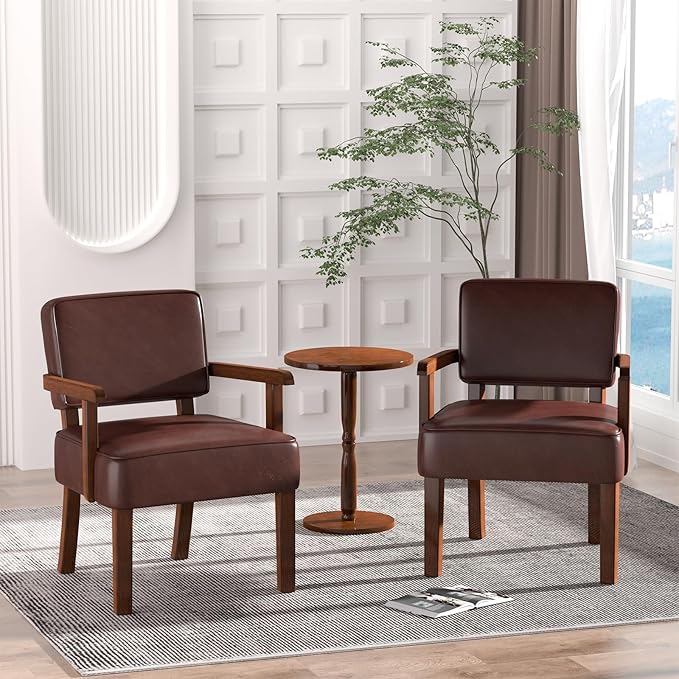 Accent Chair, PU Leather Living Room Chairs Oversize with Soft Seat and Armrests for Living Room Dinning Room Bedroom Reading Room Waiting Room-Ruum Studio Home