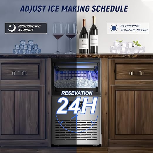 Commercial Ice Maker Machine 100LBS/24H with 20LBS Storage Bin, Gallon Water & Facuet Water Inlet, 36PCS 15" Wide Undercounter/Freestanding Ice Maker Machine for Home Bar Outdoor, Self Cleaning-Ruum Studio Home