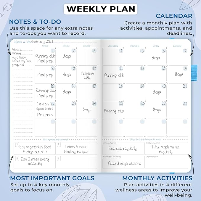 GoGirl Food Journal & Wellness Planner –– Diet & Fitness Diary – Nutrition Journal with Meal, Exercise & Weigh Loss Tracker, A5 (Periwinkle)-Ruum Studio Home