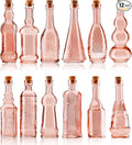 Small MIni Reddish Vintage Glass Bottles with Corks, MIni Vases, Decorative, Potion, Assorted Design Set of 12 pcs, 4.6 Inch Tall (11.43cm), 1.4 Inch Wide (3.56cm)-Ruum Studio Home