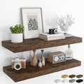 RICHFOCUS 36Inch Floating Shelves for Wall 2 Pack Shelves for Bedroom|Kitchen|Bathroom Wall Mounted Rustic Wood Floating Shelf with Invisible Brackets for Books|Storage|Decor, Rustic Brown-Ruum Studio Home
