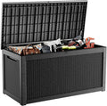320 Gallon Deck Box Waterproof, UV Resistant Resin Outdoor Storage Box with Hydraulic Rod, Lockable Design and Enhanced Durability for Patio, Garden, and Poolside Use-Ruum Studio Home