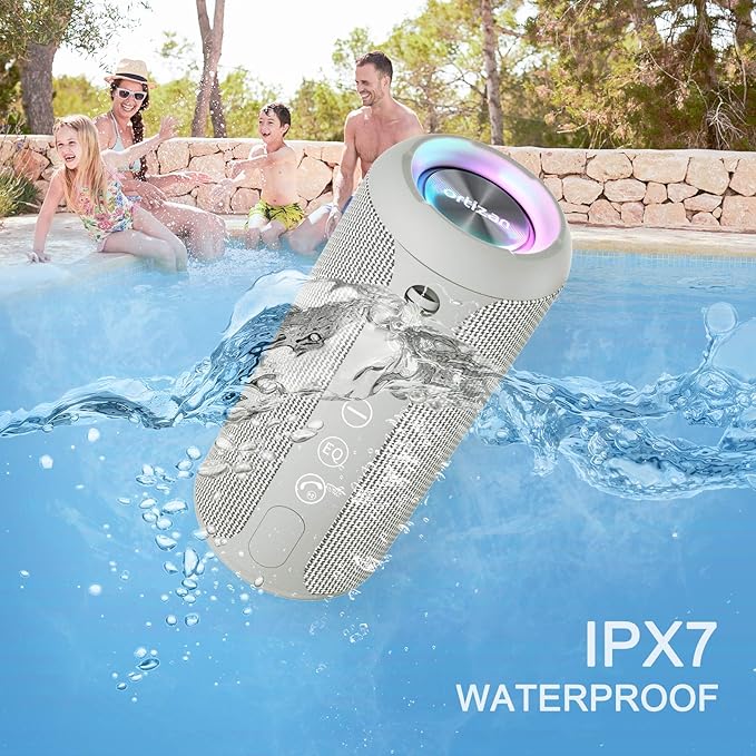 Ortizan Portable Bluetooth Speaker, IPX7 Waterproof Wireless Speaker with 24W Loud Stereo Sound, Outdoor Speakers with Bluetooth 5.0, 30H Playtime,66ft Bluetooth Range, Dual Pairing for Home-Ruum Studio Home
