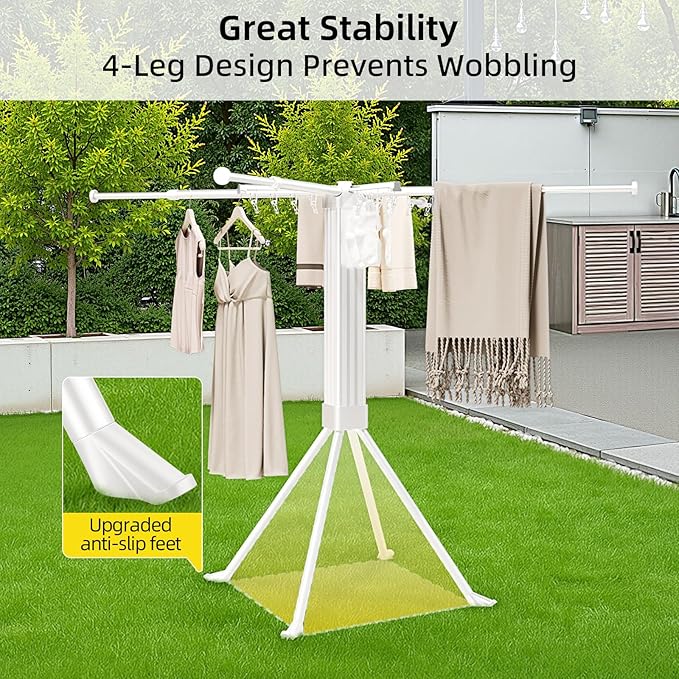 BIREN Clothes Drying Rack Foldable Extending Laundry Rack with 16 Clips Collapsible Clothing Rack Space-Saving Clothing Racks for Hanging Clothes, Indoor, Camping, Balcony, Outdoor-Ruum Studio Home