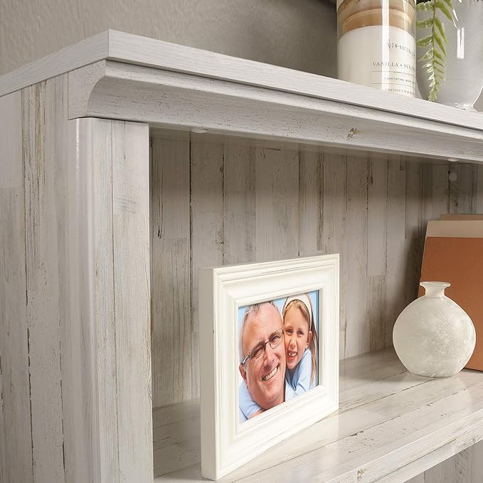 Sauder 3 Tier Book Shelf Wooden Bookcase Multipurpose Bookshelf for Home Office, Living Room, in White Plank-Ruum Studio Home
