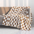 LOMAO Throw Blankets Flannel Blanket with Checkerboard Grid Pattern Soft Throw Blanket for Couch, Bed, Sofa Luxurious Warm and Cozy for All Seasons (Khaki, 50"x60")-Ruum Studio Home
