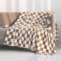 LOMAO Throw Blankets Flannel Blanket with Checkerboard Grid Pattern Soft Throw Blanket for Couch, Bed, Sofa Luxurious Warm and Cozy for All Seasons (Khaki, 40"x50")-Ruum Studio Home