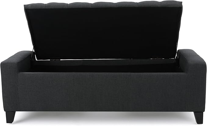 Christopher Knight Home Hikaru Fabric Storage Ottoman, Dark Grey Dimensions: 20.50”D x 51.00”W x 17.00”H-Ruum Studio Home