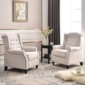 EBELLO 2 Pcs Pushback Recliner Chairs, Fabric Armchair Push Back Recliner with Rivet Decoration, Single Sofa Accent Chair for Living Room, Bedroom,Beige-Ruum Studio Home