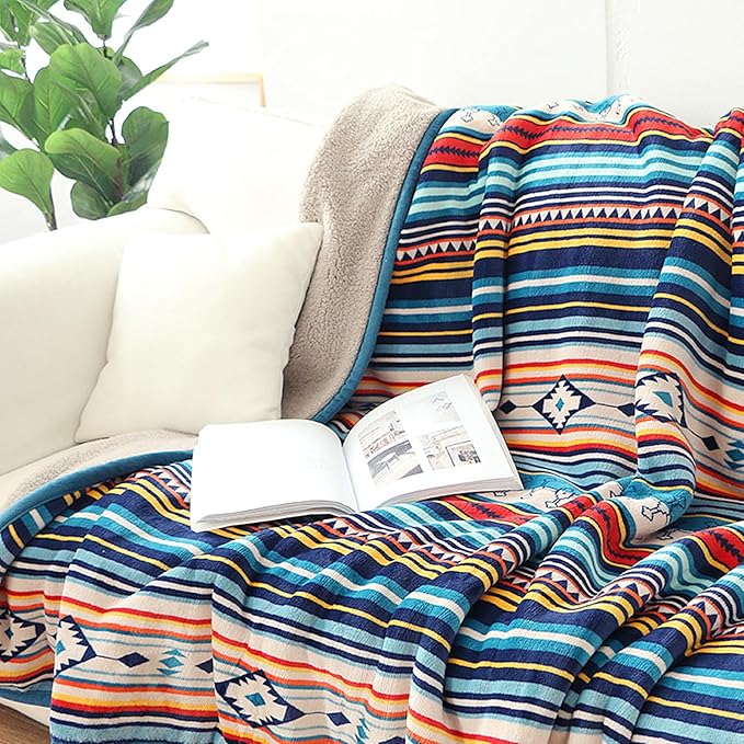 UKELER Bohemian Sherpa Bed Blanket King Size 90'' x 108'', Native American Cozy Warm Blanket for Bed/Couch/Sofa, Great Gift for Women's Day,Mother's Day,Father's Day,Thanksgiving,Christmas,Birthday-Ruum Studio Home