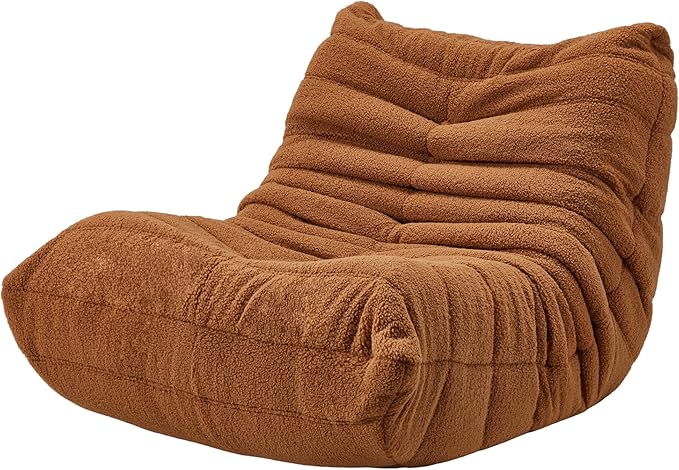 Bean Bag Chairs for Adults Giant Bean Bag Chair Memory Foam BeanBag Chair Big Bean Bag Sofa with Filler Faux Fur Fireside Beanbags Lazy Sofa for Living Room Bedroom Dorm Office (Brown Teddy)-Ruum Studio Home