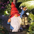 Garden Gnome Statue Solar Light Outdoor Decorations Figurine with Lantern Led Shovel Sculpture Lawn Patio Yard Porch Outside Christmas Housewarming Gifts for Women Mother's Day Grandma-Ruum Studio Home