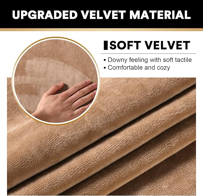 PrinceDeco Sectional Couch Covers 4 Pieces Couch Covers for Sofa Velvet Separate Couch Cover L Shape for Left/Right Chaise(3 Seater + 1 Chaise,Camel)-Ruum Studio Home