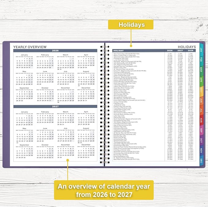 Appointment Book/Planner 2026 - Weekly Appointment Book 2026, January 2026 - December 2026, 8.26"x 11.4", Daily/Hourly Planner with Tabs, 15 Minutes, Wirebound - Purple-Ruum Studio Home