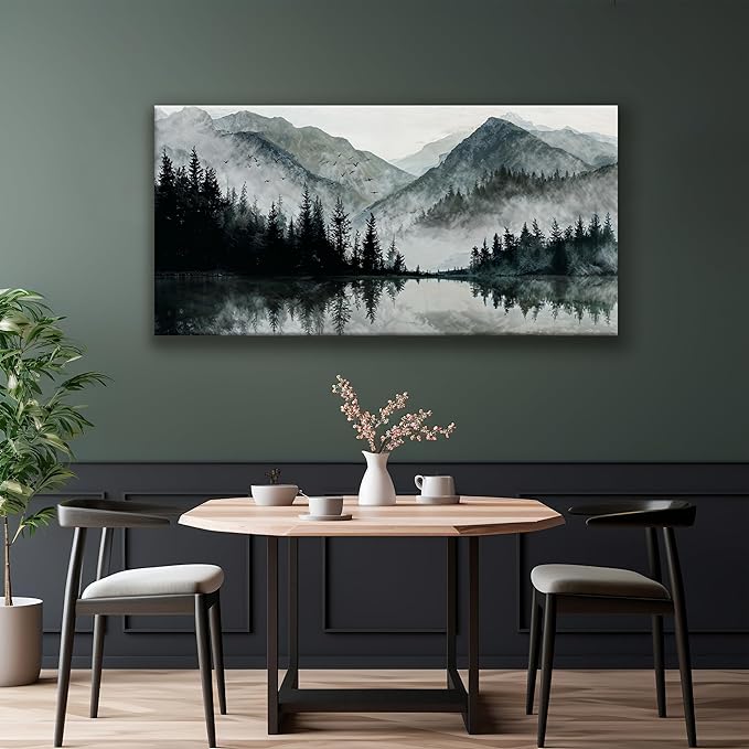 TAIJXAGSG Canvas Art Wall Decor Paintings Art Prints Modern Wall Art For Living Room Decorations Mountain Lake View Landscape Artwork Wall Bedroom Kitchen Office Home Wall Decor Artwork 24"×48"-Ruum Studio Home