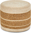 Wimarsbon 18'' Ottoman Pouf, Natural Braided Poof, Rustic Handweave Lounge Pouffe, Boho Footrest Stool for Bedroom, Accent Table or Seat for Living Room-Ruum Studio Home