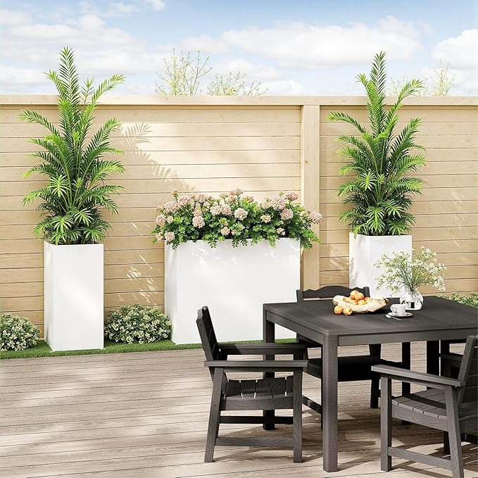 Planter Box Outdoor 38"W x 10.2"D x 30"H- Tall Rectangular Planters for Outdoor Patio/Porch, All-Weather with Anti-dumping Kit, Durable Galvanized Steel, Modern Design for Plants, Flower,Garden-Ruum Studio Home
