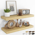 RICHFOCUS 31.5Inch Floating Shelves for Wall 2 Pack Shelves for Bedroom|Kitchen|Bathroom Wall Mounted Rustic Wood Floating Shelf with Invisible Brackets for Books|Storage|Decor, Oak-Ruum Studio Home