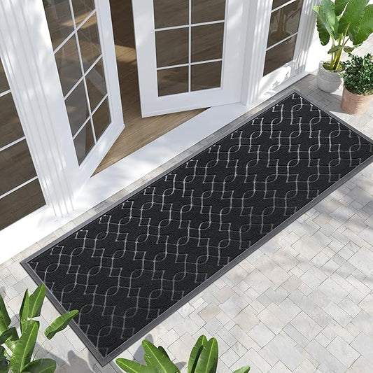 Yimobra Front Door Mat Outdoor Indoor 72x24, All-Season, All-Weather, Heavy Duty Welcome Door Mats Outside Entrance, Non Slip Porch Patio Entrance Mat, Black-Ruum Studio Home