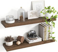 30 Inch Floating Shelves, 8 Inch Deep Floating Shelves for Wall, Hanging Shelf with Invisible Brackets, Deep Shelves for Bathroom, Bedroom, Living Room, Walnut, Set of 2-Ruum Studio Home