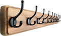Dseap Wall Mounted Coat Rack: 38-1/4" Long, Patented, Heavy-Duty, 10-Double-Hooks Wooden Hanger Rail for Winter Coats, Hat, Jacket, Clothing - Natural & Black-Ruum Studio Home