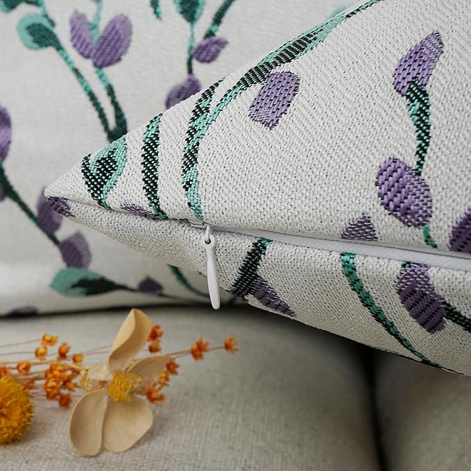 YOUR SMILE Classical Embroidery Jacquard Purple Square Decorative Throw Pillow Case Cushion Cover,12x20 inch-Ruum Studio Home