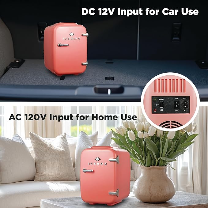 IBMF4BLS Fridge for Bedroom, Skincare, Portable Cooler & Warmer for Makeup, for Office & Home Refrigerator, Mini (4 L / 6-Can), Blush Red-Ruum Studio Home