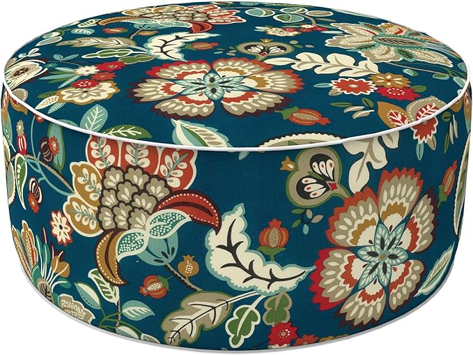 LVTXIII Inflatable Stool Ottoman Footrest with Handle, All Weather Foot Rest, Indoor or Outdoor Use for Home Patio Garden and Camping, D21 x H9, Peacock Blue-Ruum Studio Home