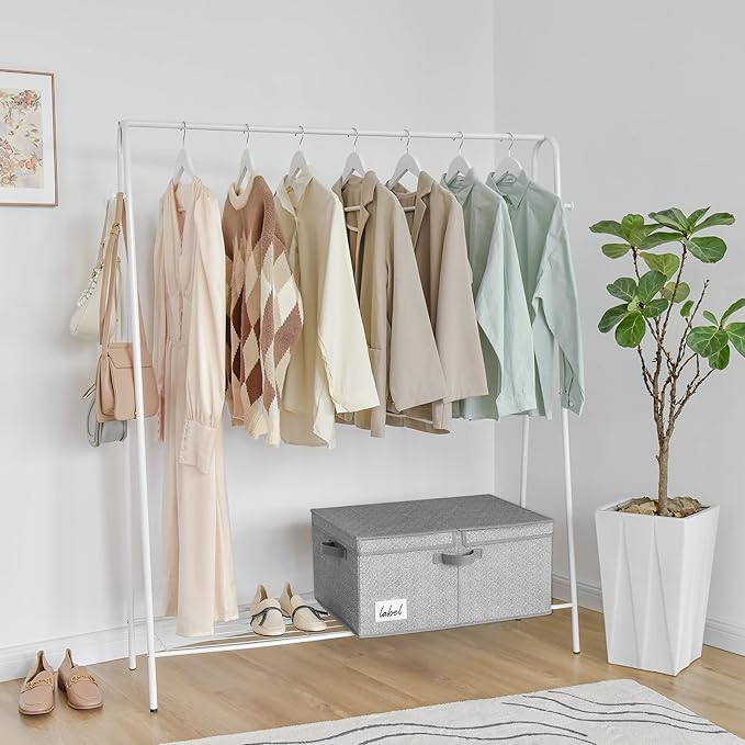 GRANNY SAYS Fabric Storage Bin with Lid, Decorative Storage Box, Extra Large Storage Baskets, Closet Organizer, Gray, 1-Pack-Ruum Studio Home