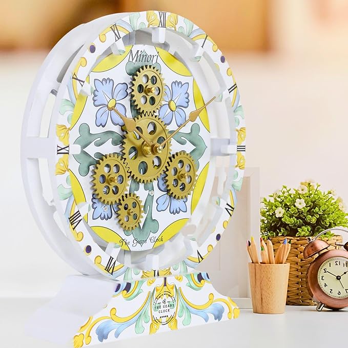 The Gears Clock Wall Clock Italy Collection with Moving Gears (Minori, 10 inch Round)-Ruum Studio Home