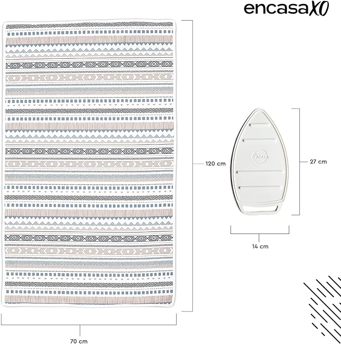 Encasa XO Ironing Mat/Pad (Large 48"x28") with 3mm Padding & Silicone Iron Rest for Steam Pressing on Tabletop or Bed - Heat Resistant, Portable, Quilting & Travel Blanket - Aztec-Ruum Studio Home