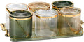 Acrylic Condiment Spice Jars,Condiment Spice Box With Lids and Spoons and Tray,Clear Plastic Condiment Canisters,Seasoning Box 6 Pack,Seasoning Box Set for Kitchen to Storage Salt,Paprika,Sugar-Ruum Studio Home