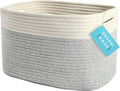 OrganiHaus Woven Basket for Storage, Baby Room Furniture, Decorative Towel Baskets for Bathroom, Cotton Rope Basket for Storage, Woven Baskets for Organizing, Rectangular Storage Basket, Grey-Ruum Studio Home