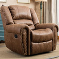 CANMOV Leather Recliner Chair, Classic and Traditional Manual Recliner Chair with Comfortable Arms and Back Single Sofa for Living Room, Nut Brown-Ruum Studio Home