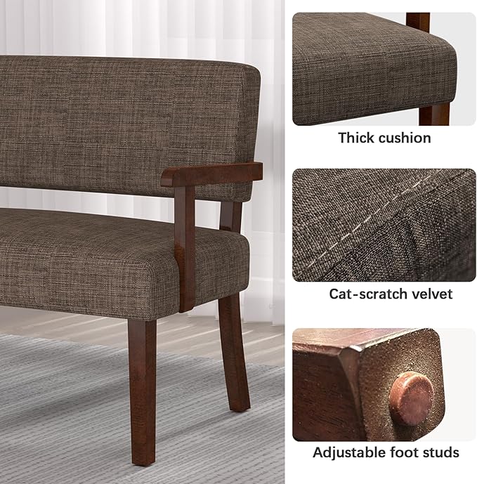 Accent Chair 2 Seat, Arm Chairs with Soft Seat and Armrests for Living Room, Love seat for Dining, Reading, and Waiting Rooms (Brown)-Ruum Studio Home