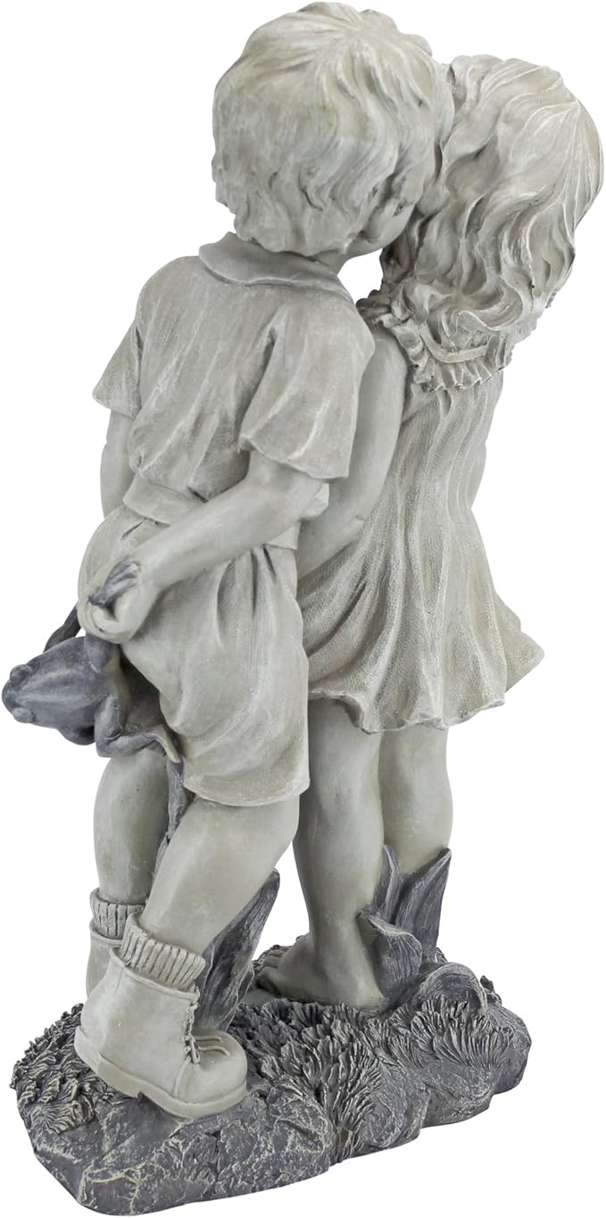 Young Sweethearts: Kissing Children Garden Statue-Ruum Studio Home