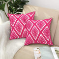 Alysheer Embroidered Decorative Throw Pillow Covers 18x18 inches Set of 2 Pieces, Boho Geometric Modern Chic Classic Pattern Cotton Cushion Cases for Sofa Couch Bed Living Room(Bright Hot Pink)-Ruum Studio Home