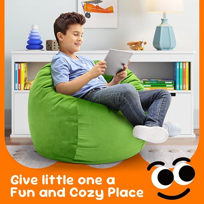 Hobestluk Bean Bag Chairs 2.5FT Bean Bag Chair with Memory Foam Filled & Machine Washable Cover,Beanbag Chair, Small Bean Bag Chairs for Playroom, Living Room, Bedroom-Ruum Studio Home