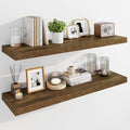 Marsmiles 39" Floating Shelves for Wall, Wooden Shelves with Invisible Brackets Set of 2, Rustic Farmhouse Wall Mounted Shelf for Kitchen Bathroom Living Room Study, Rustic Brown-Ruum Studio Home