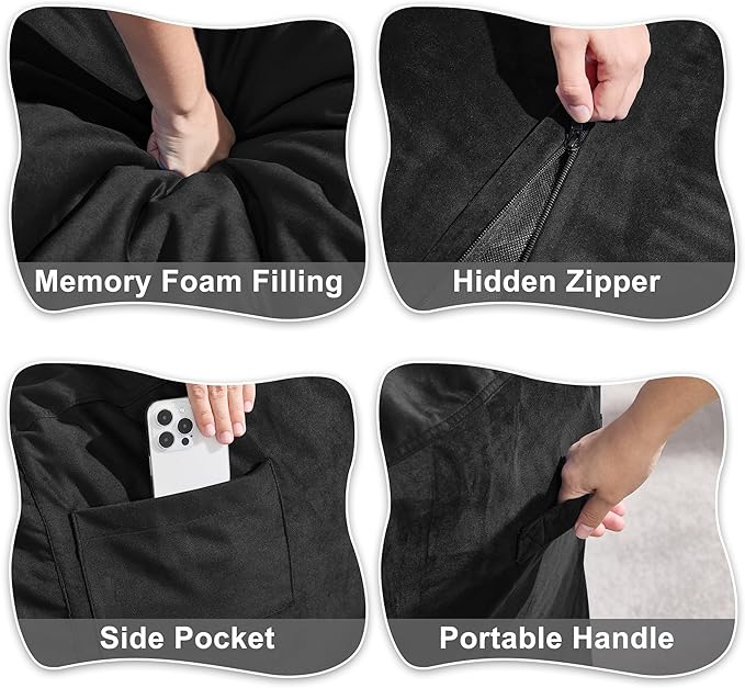 Hobestluk 4FT Bean Bag Chair Giant Bean Bag Chairs for Adults Large Bean Chairs with Removable Cover, Beanbag Chair with Filler, Adult Bean Bag Chairs for Living Room, Bedroom-Ruum Studio Home