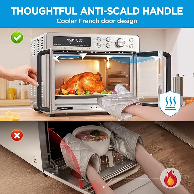Midea Flexify French Door Toaster Oven Air Fryer Combo, 26.4 QT, Extra Large Air Fryer Countertop Oven 10-in-1 Combo, 25% Faster Cooking and 90% Less Oil, Stainless Steel-Ruum Studio Home