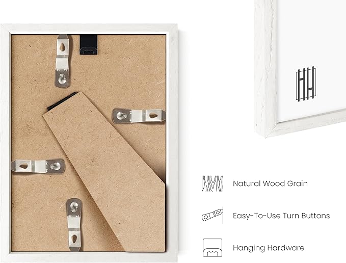 HAUS AND HUES White Oak Wood Gallery Wall Tabletop Frames Made with Real American Oak and Shatter-free Plexiglass - Set of 11 (Eight 4x6, Three 5x7, Framed White)-Ruum Studio Home