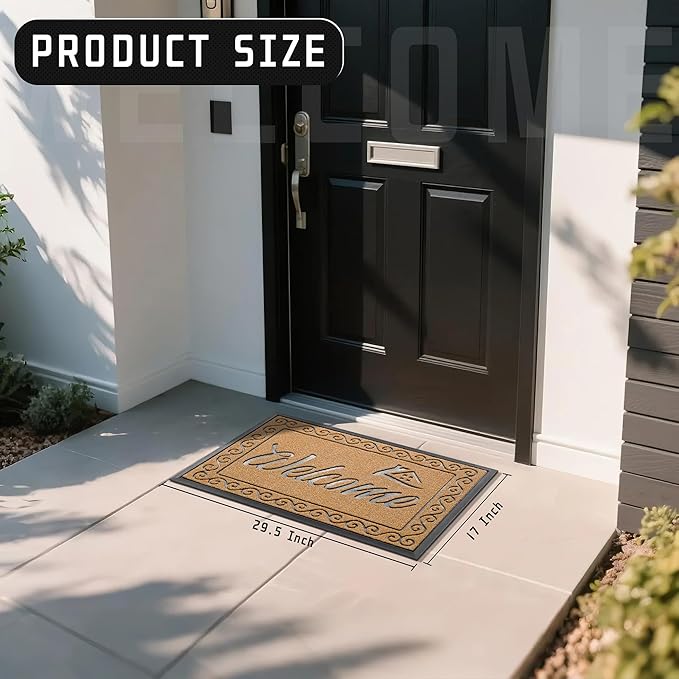Yimobra Welcome Front Door Mat, Heavy Duty Easy Clean Doormat Indoor Outdoor, Waterproof Quick Dry Floor Mat for Home, Garage, Hign Traffic Areas, Non Slip, Low Profile, 29.5X17 Inches, Yellow-Ruum Studio Home