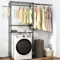Over Washer and Dryer Shelves,3 Tier Adjustable Wire Shelving Laundry Room Storage Organization Clothes Drying Rack with Mounted on the Wall Expandable Hanger Rods&Hook,55"~74.5"Wx13.4"Dx77"H-Ruum Studio Home