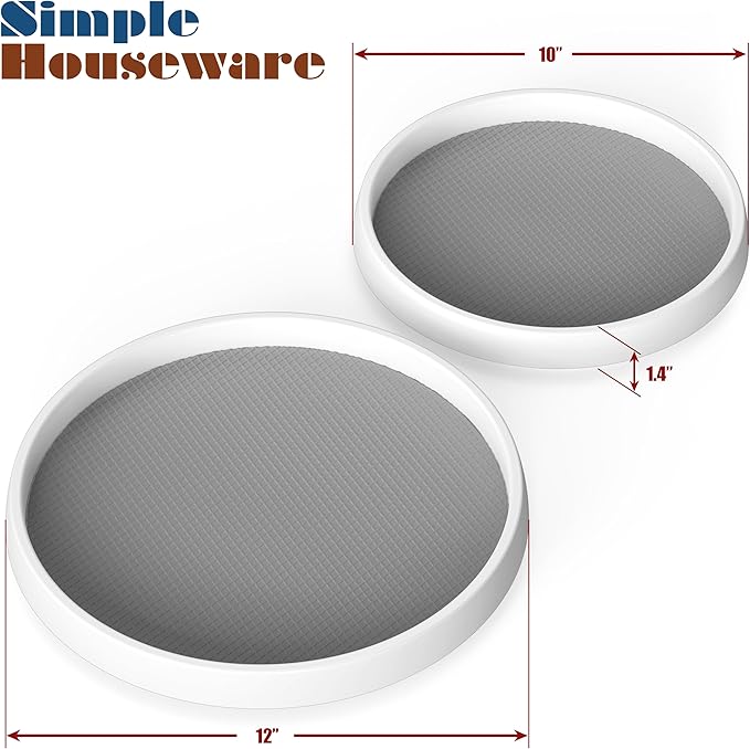 Simple Houseware Lazy Susan Spice Organizer Rotating Tray, 4-Pack (2 Medium 10'', 2 Large 12'')-Ruum Studio Home